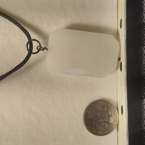 Quartz, black leather necklace, - Picture 3 of 5